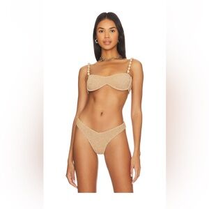 DEVON WINDSOR Gold Bikini Set with Beaded Straps